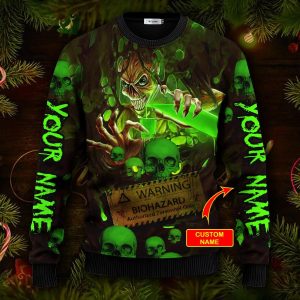 Bad Things Happen Custom Name Skull Ugly Christmas Sweater