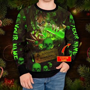 Bad Things Happen Custom Name Skull Ugly Christmas Sweater