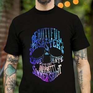 Beautiful Disaster Live Fast Die Pretty Skull Shirt Mens