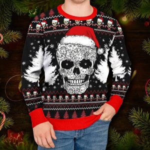 Best Skull Christmas Pattern Skull Ugly Christmas Sweater