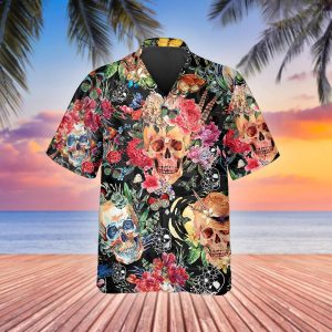 Blossom Flower Skull Hawaiian Shirt