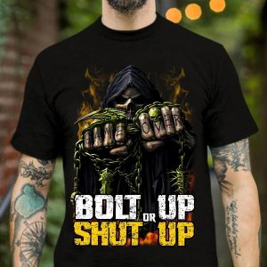 Bold Up Or Shut Up Skull Shirt Mens