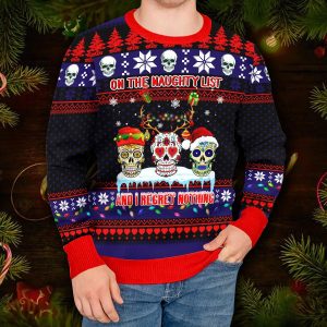 Christmas On The Naughty List Skull Ugly Christmas Sweater