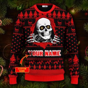 Christmas Skull Inside Me Skull Custom Ugly Christmas Sweater