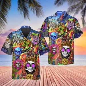 Color Water Happy Summer Skull Hawaiian Shirt
