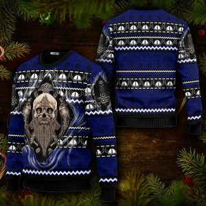 Cool Beard Skull Inside Me Viking Ugly Christmas Sweater