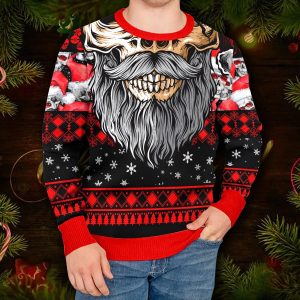 Cool Beard Skull Team Skull Ugly Christmas Sweater