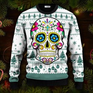 Dead Sugar Skull Colorfull Skull Ugly Christmas Sweater