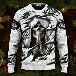 Death Inside Me Valknut Pattern Skull Ugly Christmas Sweater