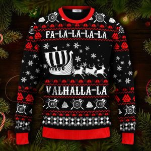 Falalalala Valhallala Viking Ships Viking Ugly Christmas Sweater