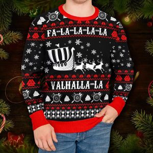 Falalalala Valhallala Viking Ships Viking Ugly Christmas Sweater