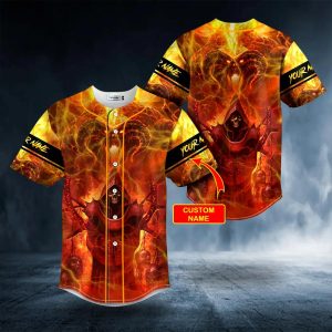 Fire Red Grim Reaper Balrogs Custom Baseball Jersey