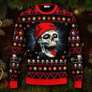 Funny Skull With Cap Skull Ugly Christmas Sweater