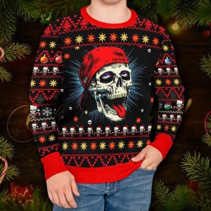 Funny Skull With Cap Skull Ugly Christmas Sweater