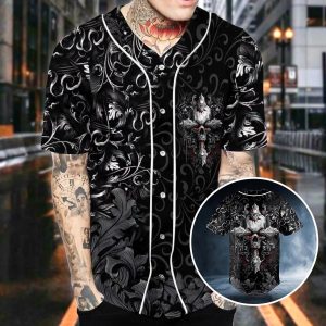 Ghost Cross Skull Baseball Jersey