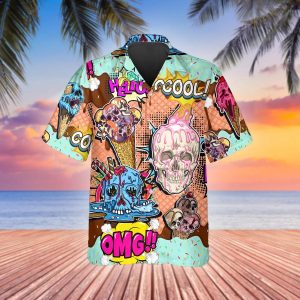 Halo Cool Skull Hawaiian Shirt, Hawaiian Button Up Shirt, Tropical Shirts For Men