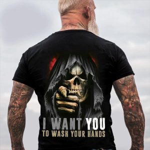 I Want You To Wash Your Hands Skull Shirt Mens