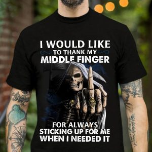 I Would Like To Thank My Middle Finger Skull Shirt Mens