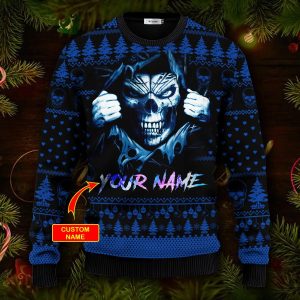 I’m A Good Guy Custom Name Skull Ugly Christmas Sweater