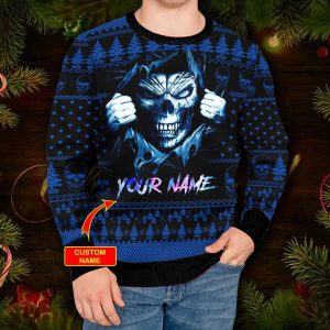 I’m A Good Guy Custom Name Skull Ugly Christmas Sweater