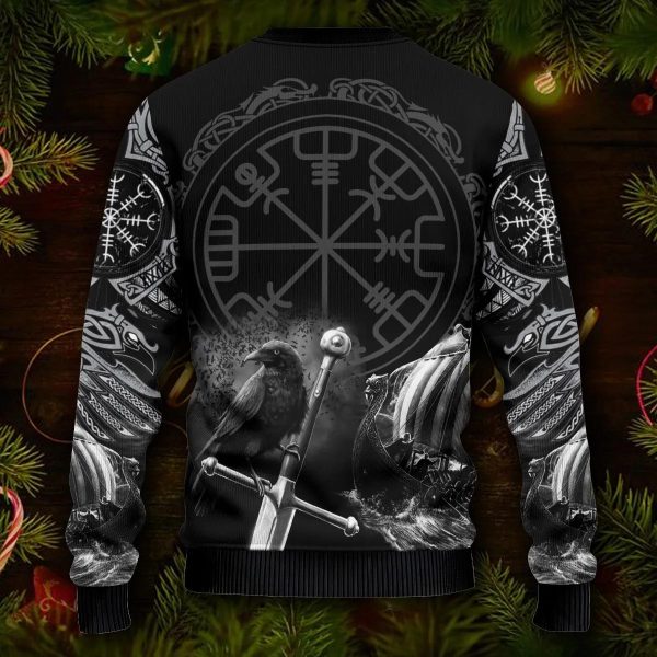 King Of War Vegvisir Symbol Viking Ugly Christmas Sweater