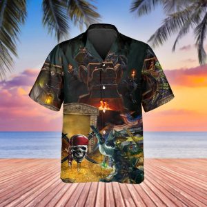 King Pirates Team Skull Hawaiian Shirt Front