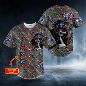 Patriotism CSA US Flag Shh Skull Custom Baseball Jersey