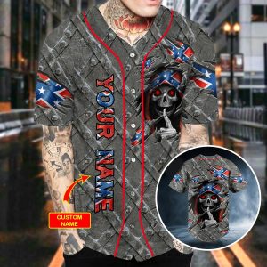 Patriotism CSA US Flag Shh Skull Custom Baseball Jersey