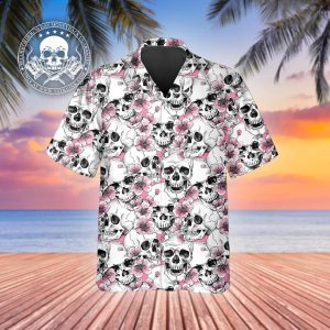 Pink Pattern Happy Summer Skull Hawaiian Shirt Front