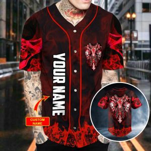 Red Baphomet Evil Skull Custom Baseball Jersey