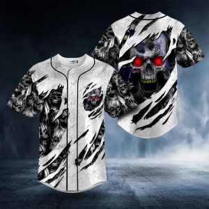 Red Eyes Skull Baseball Jersey