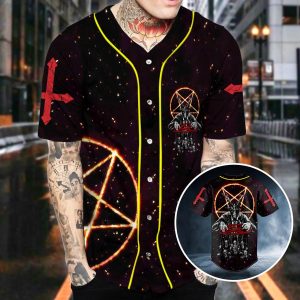 Satanic Symbol Baphomet’s Hunt Skull Baseball Jersey