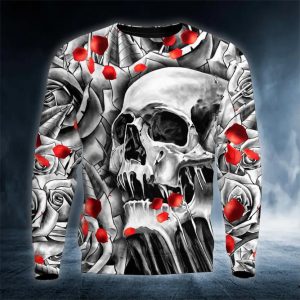 Black And White Roses Skull 3D Sweatshirt