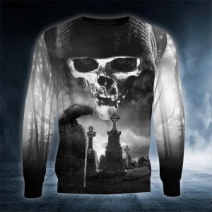 Black And White The Hunt Skull 3D Sweatshirt