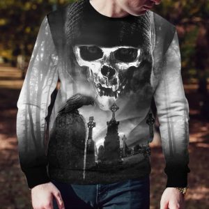 Black And White The Hunt Skull 3D Sweatshirt