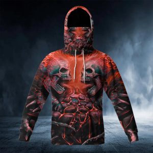 Bloodthirsty War Skull 3D Bandana Hoodie