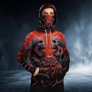 Bloodthirsty War Skull 3D Bandana Hoodie