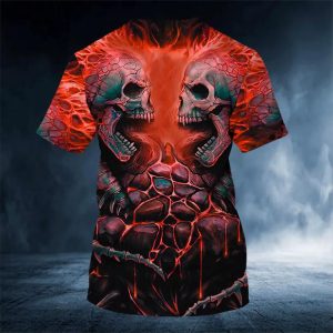 Bloodthirsty War Skull 3D T Shirt Back