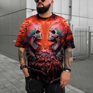 Bloodthirsty War Skull 3D T Shirt Men