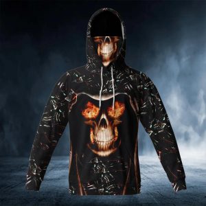 Burning Eyes Skull 3D Bandana Hoodie