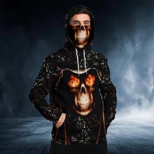 Burning Eyes Skull 3D Bandana Hoodie