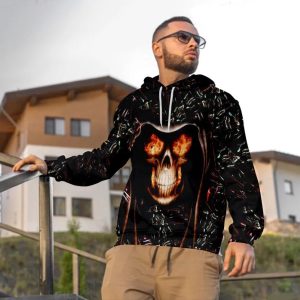 Burning Eyes Skull 3D Hoodie Men