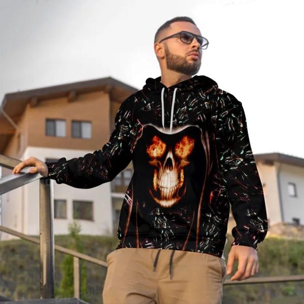 Burning Eyes Skull 3D Hoodie