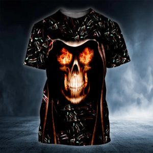 Burning Eyes Skull 3D T Shirt, Skull T Shirts Mens