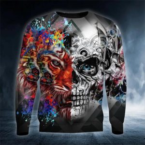 Colorful Tiger Skull 3D Sweatshirt