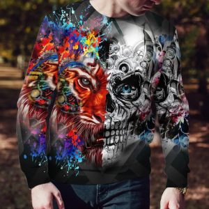 Colorful Tiger Skull 3D Sweatshirt