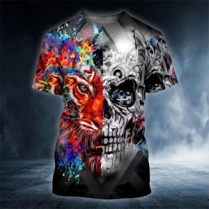 Colorful Tiger Skull 3D T Shirt