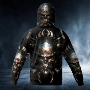 Cyborg Metal Skull 3D Bandana Hoodie Back