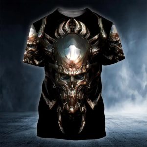 Cyborg Metal Skull 3D T Shirt