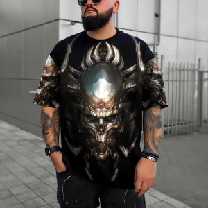 Cyborg Metal Skull 3D T Shirt